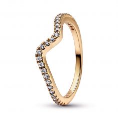 Pandora Sparkling Wave Ring | Gold-Plated