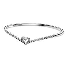 Pandora Sparkling Wishbone Heart Bangle Bracelet