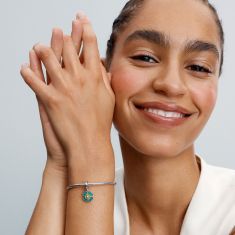 Pandora Spinnable Four Leaf Clover Lab-Grown Diamond Two-Tone Gold-Plated and Sterling Silver Dangle Charm