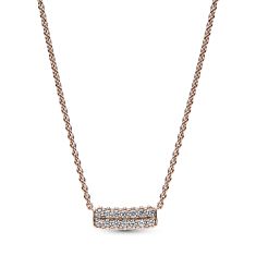 Pandora Timeless Pavé Double-Row Bar Collier Necklace | Rose Gold-Plated