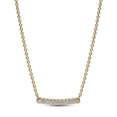 Pandora Timeless Pavé Single-Row Bar Collier Necklace | Gold-Plated