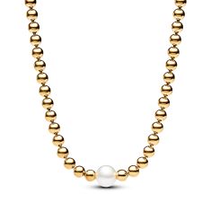 Pandora Treated Freshwater Cultured Pearl & Beads Gold-Plated Collier Necklace