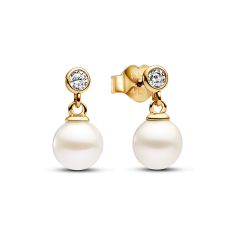 Pandora Treated Freshwater Cultured Pearl & Stone Gold-Plated Drop Earrings