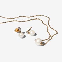 Pandora Treated Freshwater Cultured Pearl Jewelry Gold-Plated Gift Set