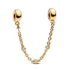 image of Pandora Triple Clear Stone Gold-Plated Safety Chain with sku:20509246
