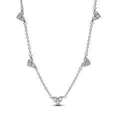 Pandora Triple Stone Heart Station Chain Necklace