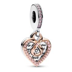 Pandora Two Tone Openwork Infinity Heart Charm Rose Gold Plated REEDS Jewelers