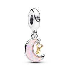 Pandora Two-Tone Key & Moon Gold-Plated Dangle Charm