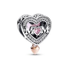 Pandora Two-Tone Openwork Mom & Heart Charm | Rose Gold-Plated