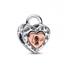 Pandora Two-Tone Padlock Splittable Heart Charm | Rose Gold-Plated