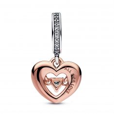 Pandora Two-Tone Radiant Heart Dangle Charm | Rose Gold-Plated