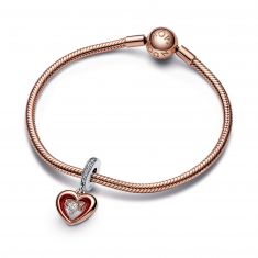Pandora Two-Tone Radiant Heart Dangle Charm | Rose Gold-Plated