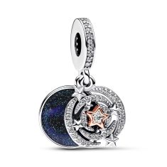 Pandora Two-Tone Shooting Star Double Rose Gold-Plated Dangle Charm