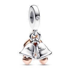 Pandora Two-Tone Wedding Bells Double Dangle Charm | Rose Gold-Plated