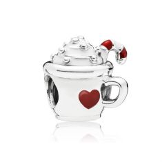 Pandora Warm Cocoa Charm, White & Red Enamel