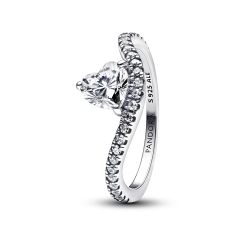 Pandora Wavy Pavé Heart Ring