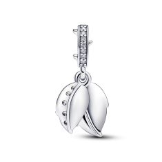 Pandora White Rose in Bloom Double Dangle Charm