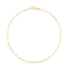 Paperclip Link 10k Yellow Gold Chain Bracelet 2.1mm