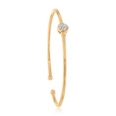 Papyrus 1/10ctw Diamond Yellow Gold Round Station Bangle Bracelet