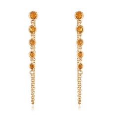 Papyrus Citrine Yellow Gold Chain Drop Earrings