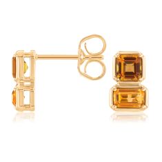 Papyrus Light Citrine and Dark Citrine Yellow Gold Earrings