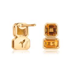 Papyrus Light Citrine and Dark Citrine Yellow Gold Earrings