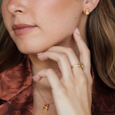 Papyrus Light Citrine and Dark Citrine Yellow Gold Earrings