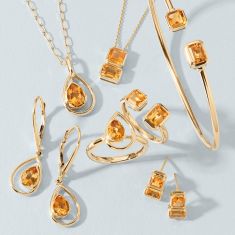 Papyrus Light Citrine and Dark Citrine Yellow Gold Earrings
