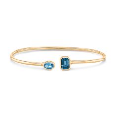 Papyrus London Blue Topaz and Blue Topaz Yellow Gold Cuff Bracelet