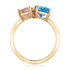 Papyrus Morganite and Blue Topaz Yellow Gold Ring