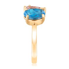 Papyrus Morganite and Blue Topaz Yellow Gold Ring
