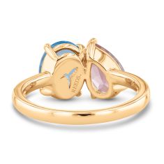 Papyrus Morganite and Blue Topaz Yellow Gold Ring