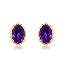 Papyrus Oval Amethyst Yellow Gold Earrings