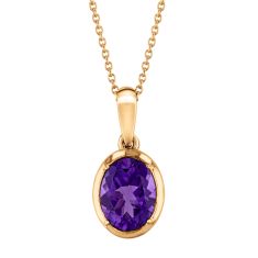 Papyrus Oval Amethyst Yellow Gold Pendant Necklace