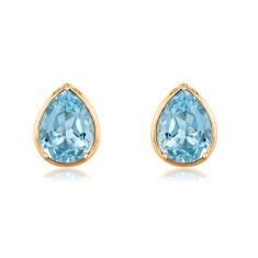 Papyrus Pear-Shaped Sky Blue Topaz Yellow Gold Earrings