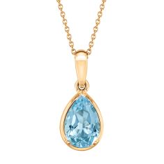 Papyrus Pear-Shaped Sky Blue Topaz Yellow Gold Pendant Necklace