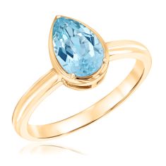 Papyrus Pear-Shaped Sky Blue Topaz Yellow Gold Ring