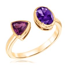 Papyrus Rhodolite Garnet and Amethyst Yellow Gold Open Ring