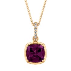 Papyrus Rhodolite Garnet and Diamond Accent Yellow Gold Pendant Necklace