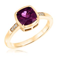 Papyrus Rhodolite Garnet and Diamond Accent Yellow Gold Ring