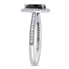 Pear-Shaped Treated Black Diamond and Diamond Halo Engagement Ring 1 1/4ctw