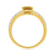 Pear Citrine and Created White Sapphire Yellow Gold Promise Ring
