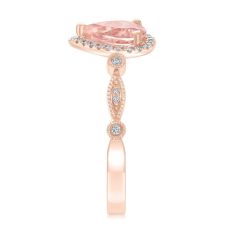 Pear Morganite 1/5ctw Diamond Rose Gold Engagement and Wedding Ring Bridal Set | Glow Collection