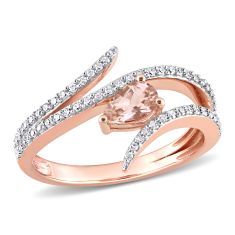 Pear Morganite and 1/4ctw Diamond Rose Gold Fashion Ring