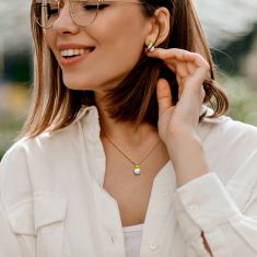 Peridot and 8.5-9mm Cultured Freshwater Pearl Gold-Plated Necklace and Earring Set