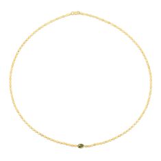 Peridot and Yellow Gold Solid Mirror Chain Necklace | 2.2mm | 16 Inches