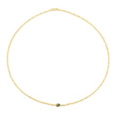 Peridot and Yellow Gold Solid Mirror Chain Necklace | 2.2mm | 16 Inches