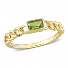 Peridot Yellow Gold Chain Link Stackable Ring
