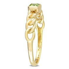 Peridot Yellow Gold Chain Link Stackable Ring