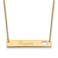 Personalized Engraved Heart Cut-Out Bar Necklace